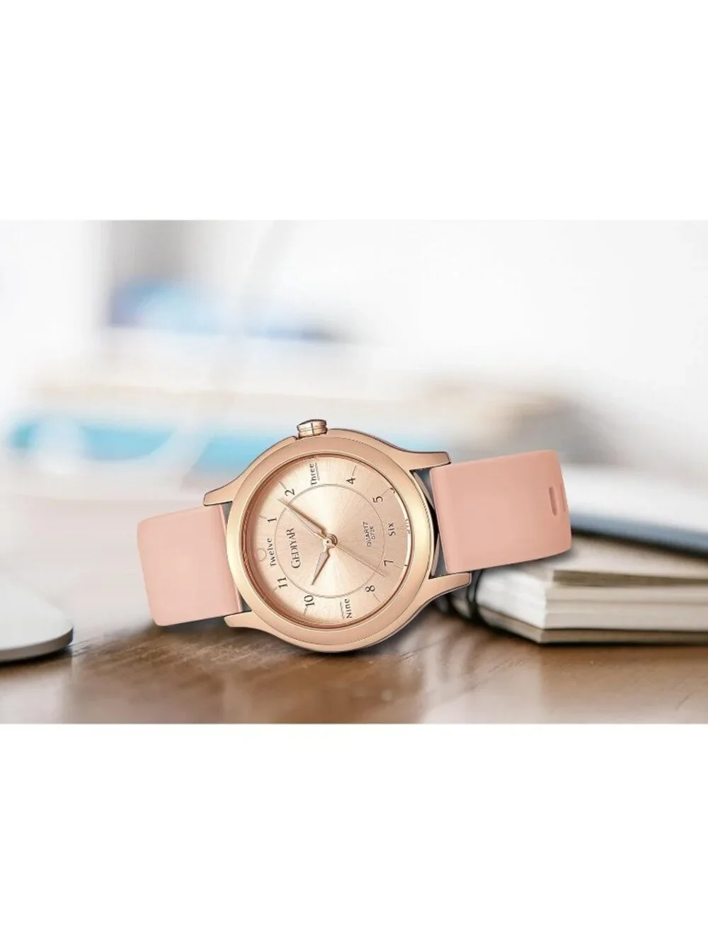 Women's Pink Analog Quartz Rubber Silicone Band Waterproof Nursing Wrist Watch